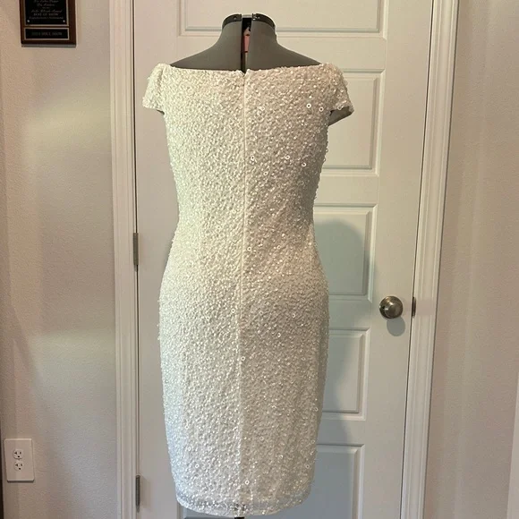 Elegant Off White Sequin Dress - Picture 5 of 6